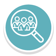 Assess stakeholders icon cyan circle